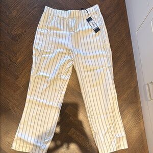 Jenni Kayne Cream and Black Trousers with Vertical Stripes